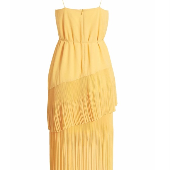 NWT Strappy Ruffle Tie Waist Midi Dress Yellow - Picture 4 of 7